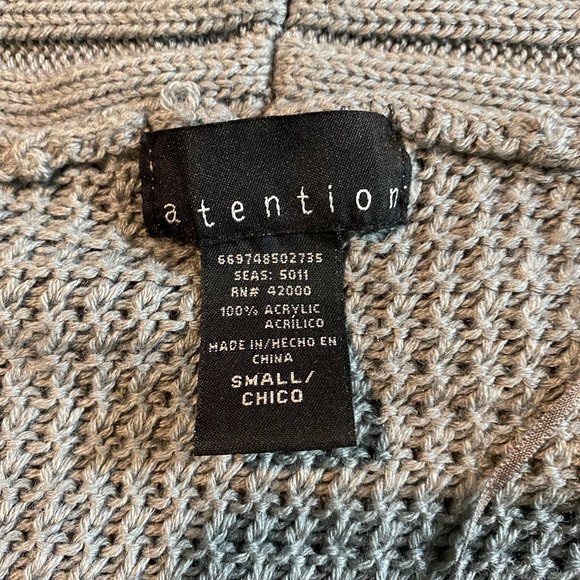 Attention Gray Knit Long Sleeve Cardigan Size Small - Picture 6 of 7